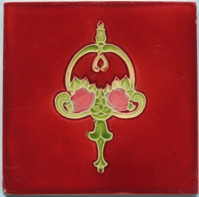 Antique English Art Nouveau Tile