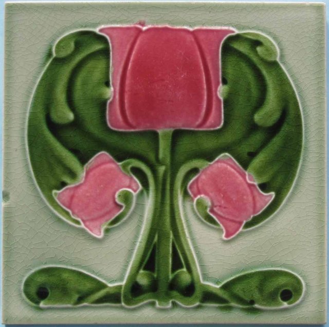 Antique English Art Nouveau Tile