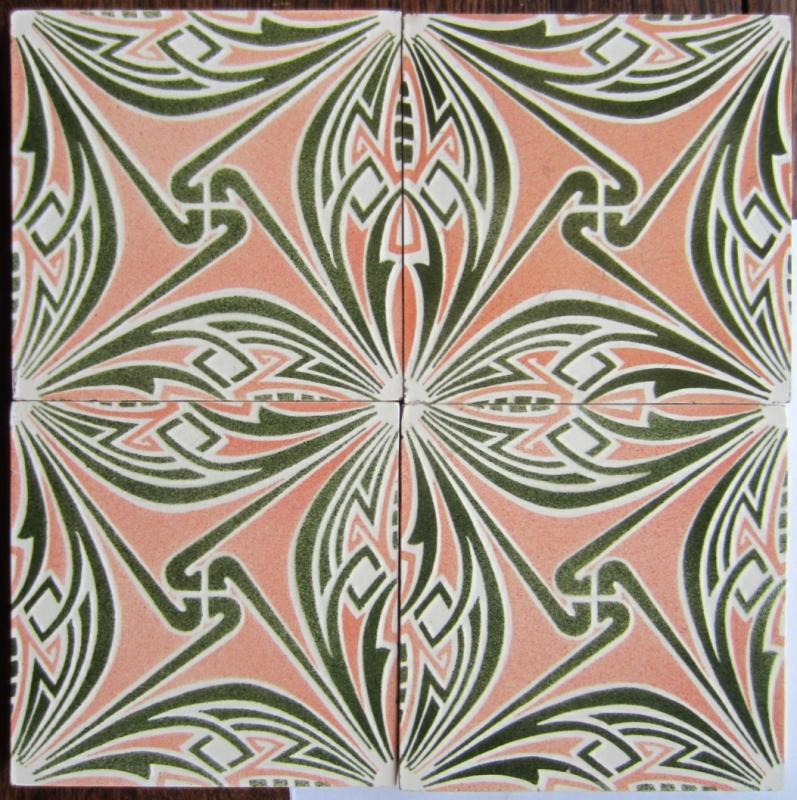 Antique German Jugendstil Tile Panel - Tonwerke Offstein