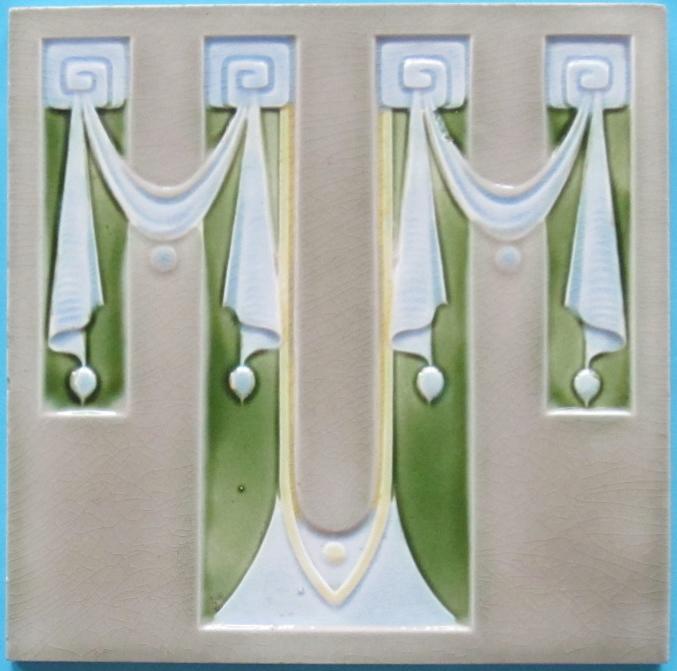 Antique German Jugendstil Tile - Mugeln