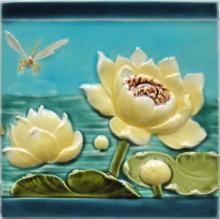 Pair of Antique French Art Nouveau Tiles - Sarreguemines