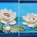 Pair of Antique French Art Nouveau Tiles - Sarreguemines