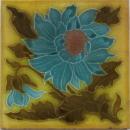 Antique English Majolica Floral Art Nouveau Tile