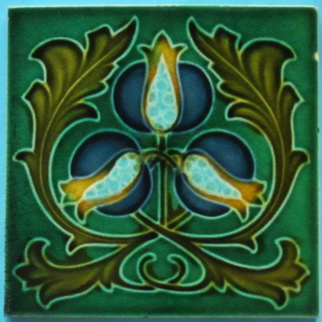 English Art Nouveau Tile -- Corn Bros.