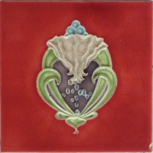 Antique English Art Nouveau Tile