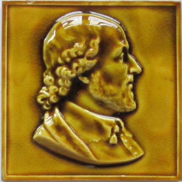 American Majolica Portrait Tile --Gentleman