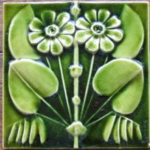 Antique American Arts & Crafts Majolica Tile - J.& J.G. Low