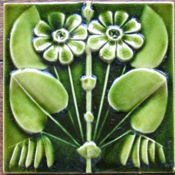 Antique American Arts & Crafts Majolica Tile - J.& J.G. Low