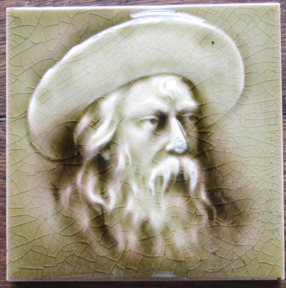 Antique American Majolica Portrait Tile - USET