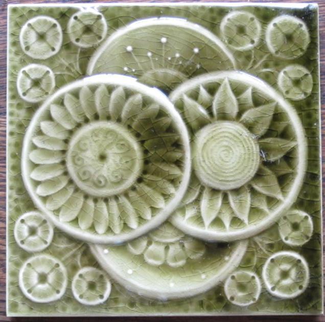 Antique American Majolica Arts & Crafts Tile - AETCO