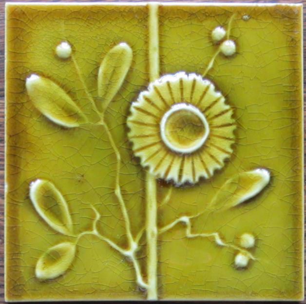 Antique American Arts & Crafts Majolica Fireplace Tile - J.& J.G. Low
