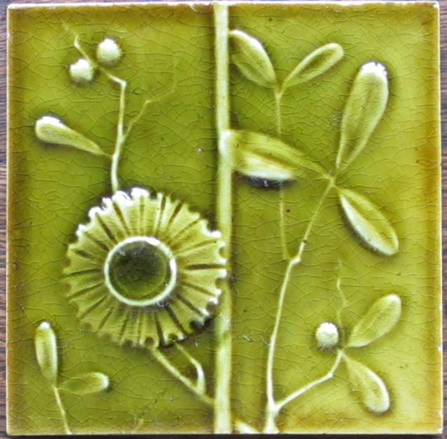 Antique American Arts & Crafts Majolica Fireplace Tile - J.& J.G. Low