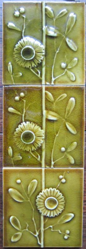 Antique American Arts & Crafts Majolica Fireplace Tile - J.& J.G. Low