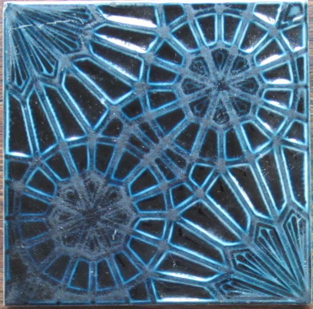 Pair of Antique American Arts & Crafts Majolica Tiles - J.& J.G. Low