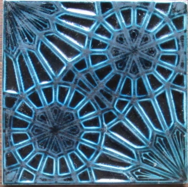 Pair of Antique American Arts & Crafts Majolica Tiles - J.& J.G. Low