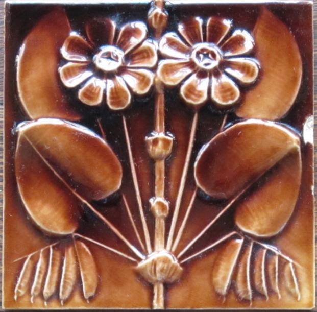 Antique American Arts & Crafts Majolica Tile - J.& J.G. Low