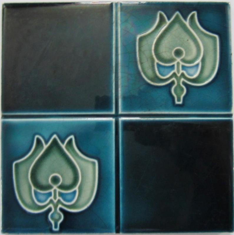 Antique English Art Nouveau Tile - Henry Richards