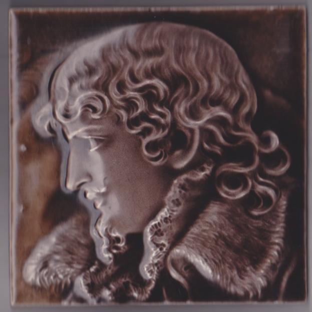 Antique English Art Nouveau Portrait Tile