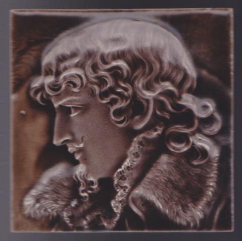 Antique English Art Nouveau Portrait Tile