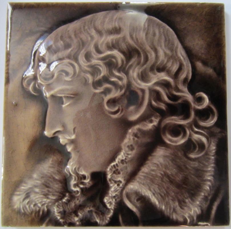 Antique English Art Nouveau Portrait Tile