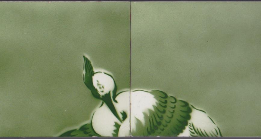 Antique Art Nouveau 4 Tile Panel of Cranes - Boch Freres
