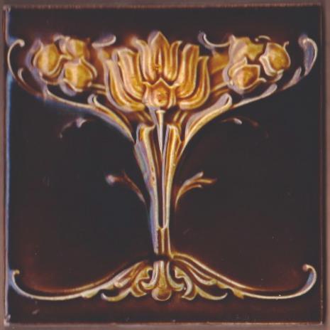 Antique English Art Nouveau Tile - Henry Richards