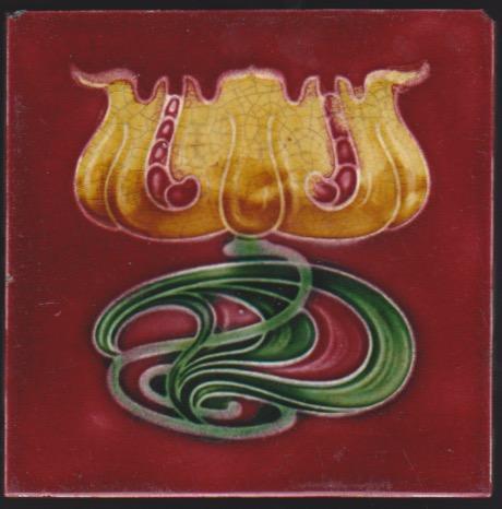 Antique English Art Nouveau Tile