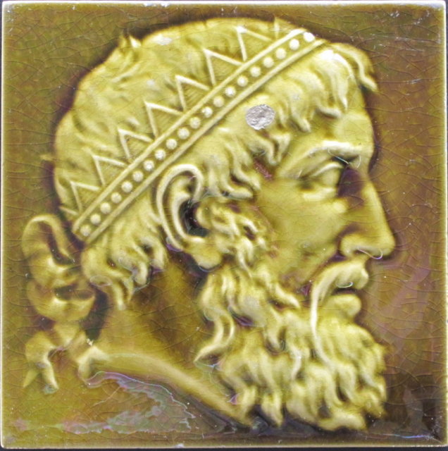 English Majolica Portrait Tile-Minton's China Works