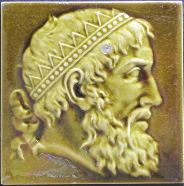 English Majolica Portrait Tile-Minton's China Works