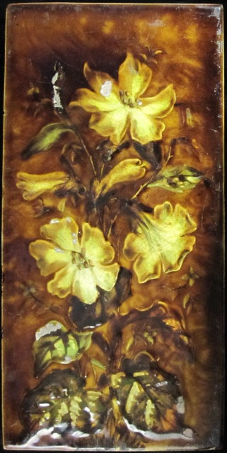 Large English Barbotine Tile from Sherwin & Cotton