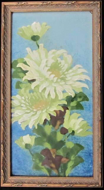 Large English Framed Barbotine Tile