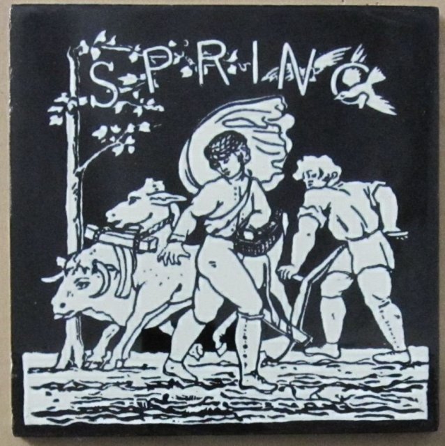 Antique Minton Hollins Picture Tile - Seasons
