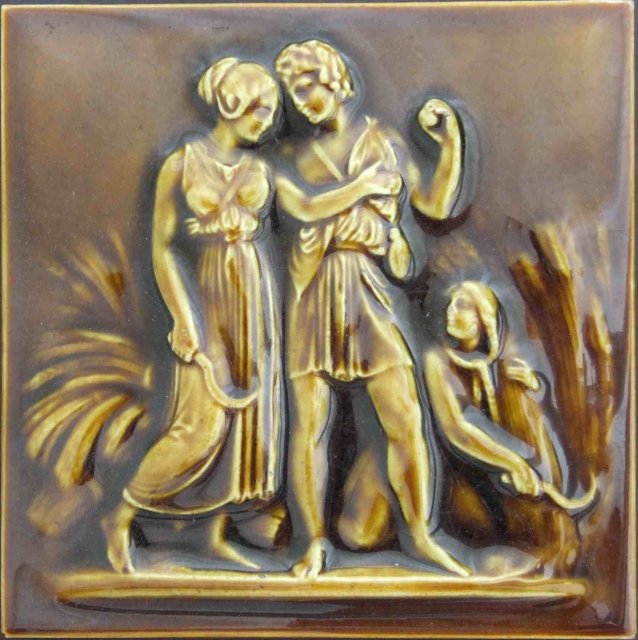 American Majolica Portrait Tile Brooklyn I.T.T.