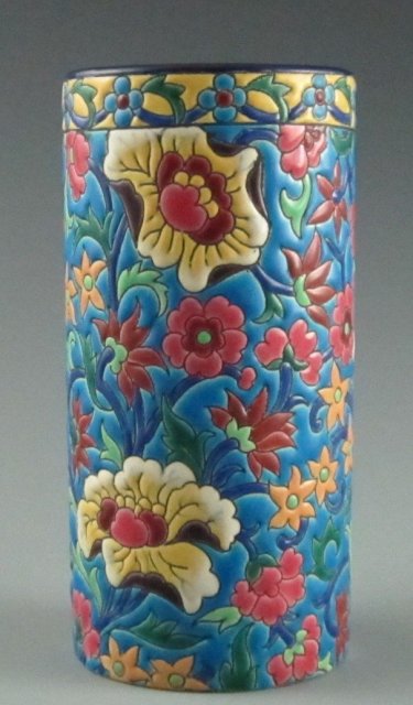 Antique French Art Pottery Majolica Vase