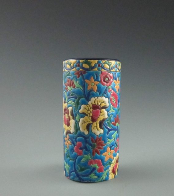 Antique French Art Pottery Majolica Vase