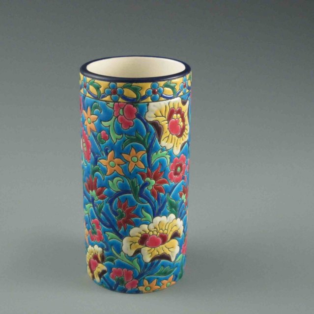 Antique French Art Pottery Majolica Vase