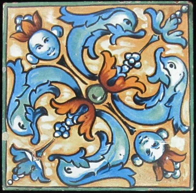Antique American Arts & Crafts Tea Tile - Mosaic