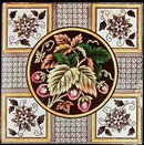 Antique English Transfer Floral Tile - Strawberries