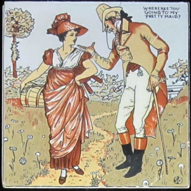 Antique American - Wheeling- Nursery Rhyme Picture Tile