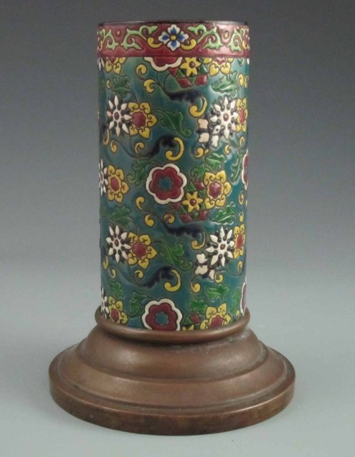 Antique French Art Pottery Majolica Vase - Longwy