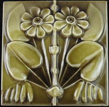 Antique American Arts & Crafts Majolica Tile - J.& J.G. Low