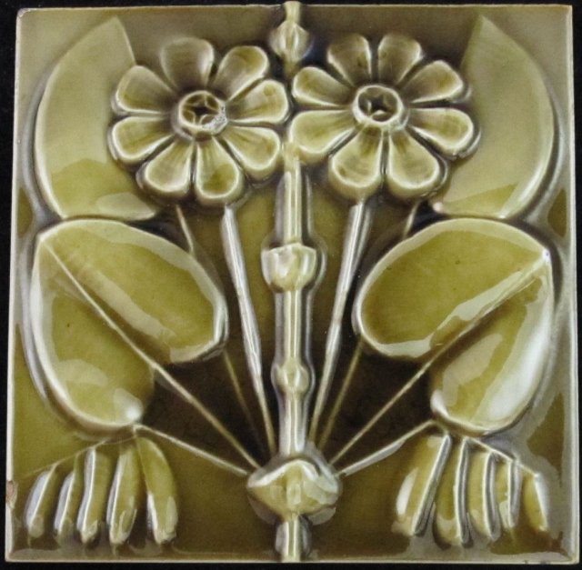 Antique American Arts & Crafts Majolica Tile - J.& J.G. Low