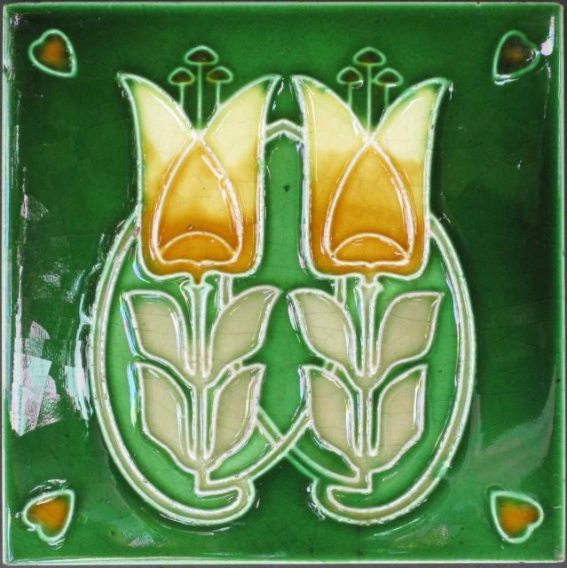 Antique English Art Nouveau Tile