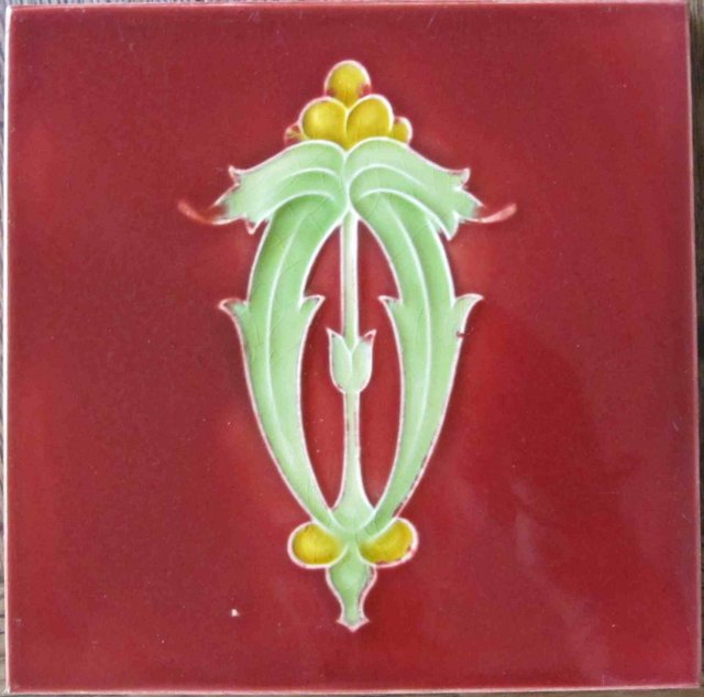 Antique English Art Nouveau Tile