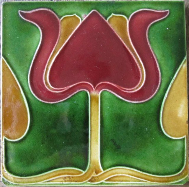 Antique English Art Nouveau Tile