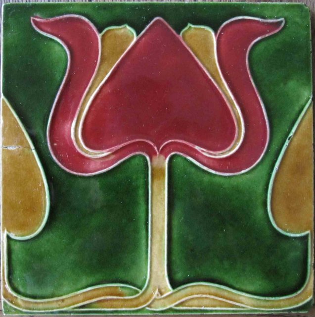 Antique English Art Nouveau Tile
