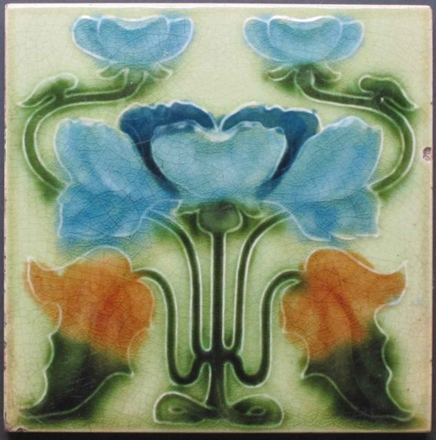 Antique English Art Nouveau Tile