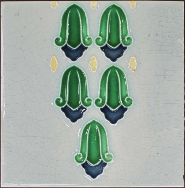 Antique German Art Nouveau 2-Tile Panel