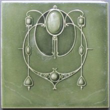 Antique English Art Nouveau Tile