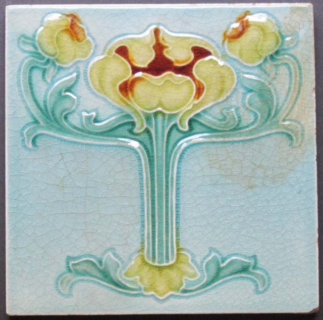 Antique English Art Nouveau Tile